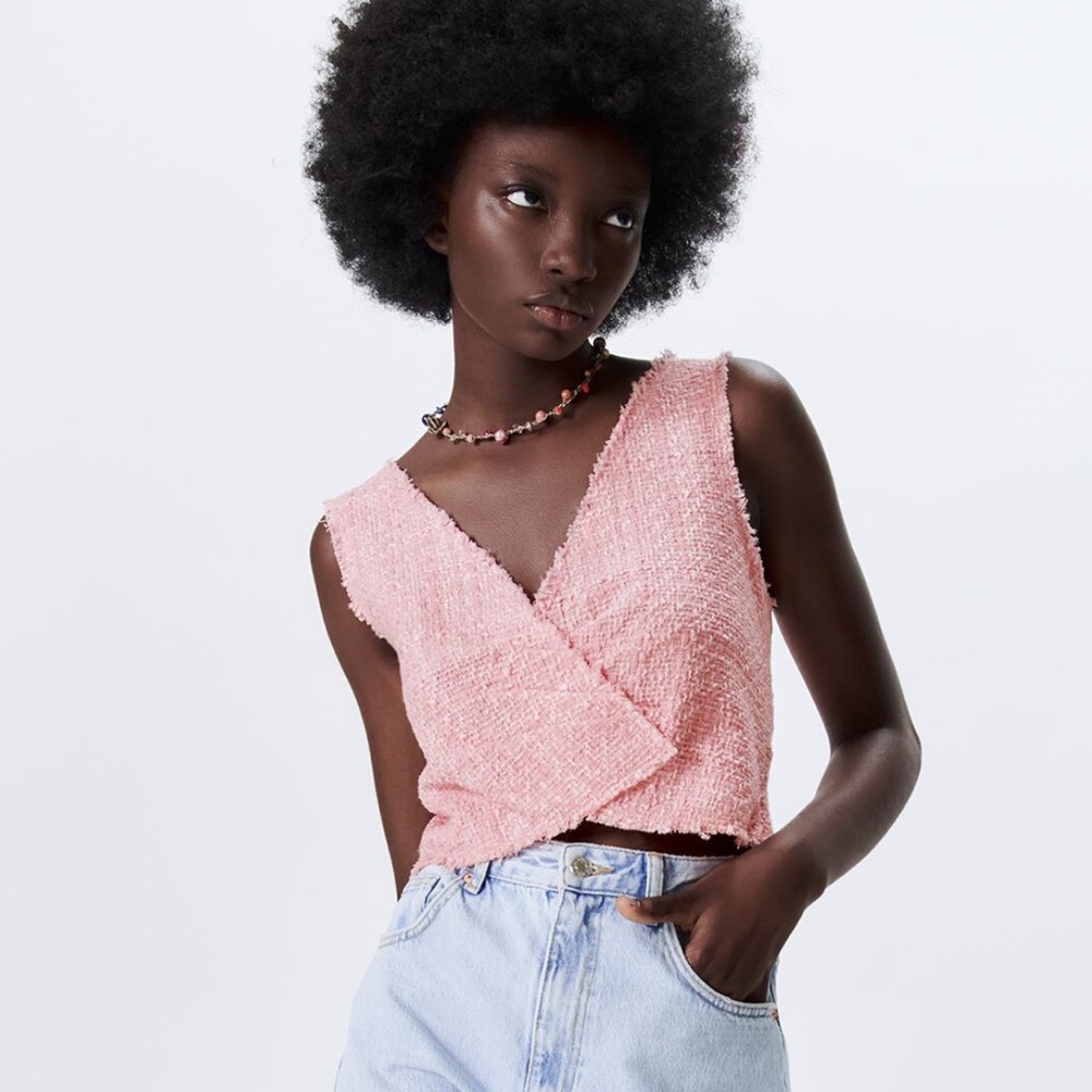 Zara-TEXTURED WEAVE CROPPED TOP
PINK